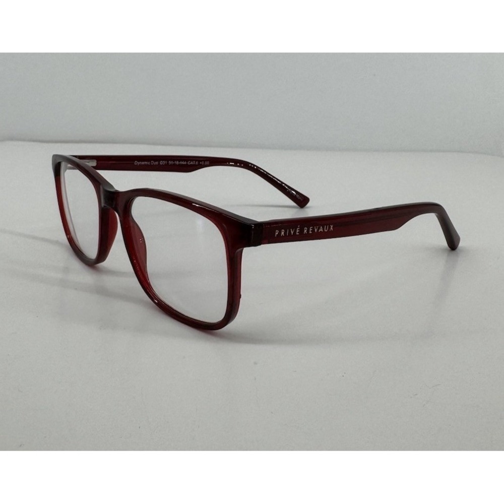 Prive Revaux Dynamic Duo Clear Lens Glasses +0.00 Non Prescription Red Frames
